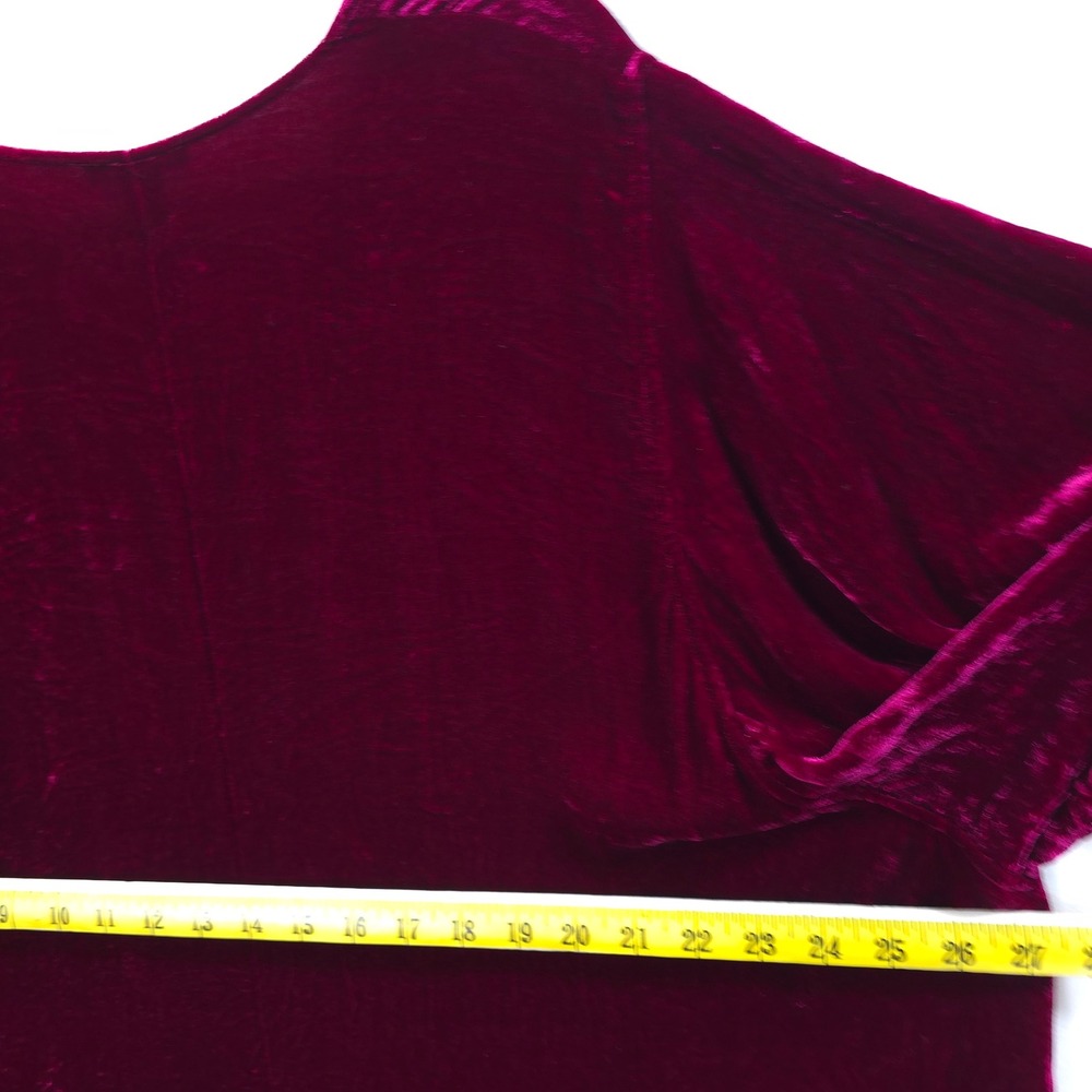 Eileen Fisher Velvet Dress Silk Blend Berry Red Women 1X Luxe Festive Minimalist - Picture 8 of 11
